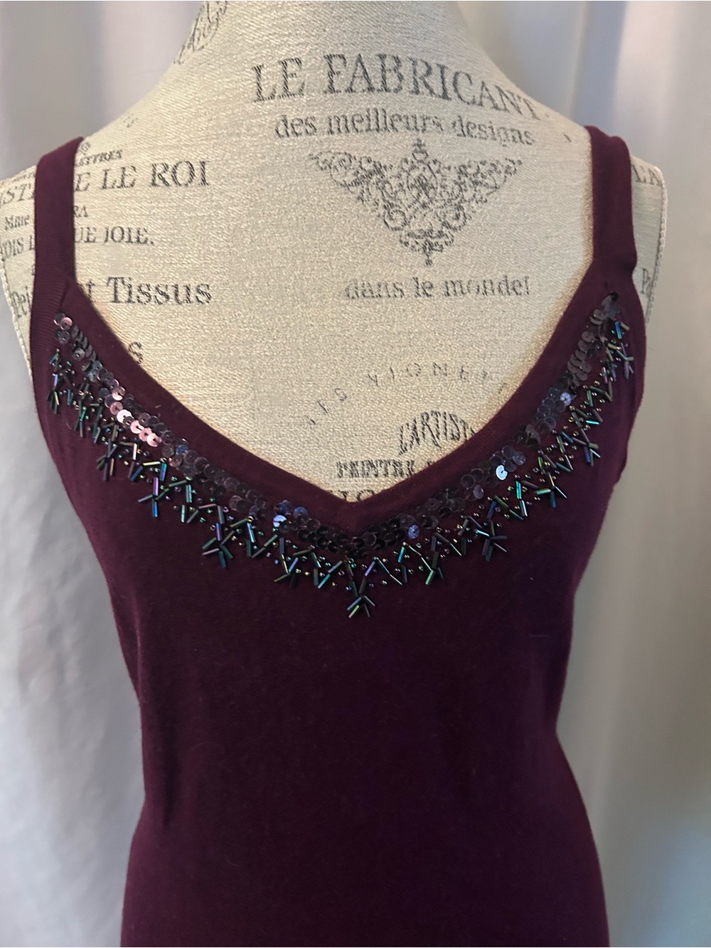 Plum Beaded & Sequined Bolero And Tank Set - Picture 3 of 7